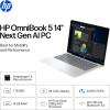 imageHP OmniBook 5 14 inch Next Gen AI PC OLED Display Snapdragon X Plus X1P42100 16 GB RAM 1 TB SSD Qualcomm Adreno GPU Windows 11 Home Copilot PC Glacier Silver 14he0099nr