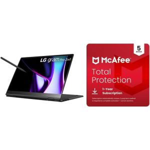 imageLG gram Pro 16inch OLED 2in1 Thin and Lightweight Laptop Intel Evo Edition  AIenabled Intel Core Ultra 7 Processor Windows 11 Home 32GB RAM 2 TB SSD VRR OLED Touch Display BlackIntel Ultra 7 with McAfee AntiVirus
