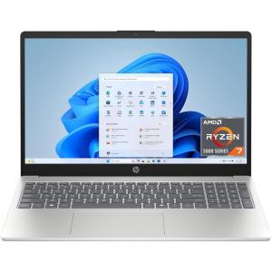 imageHP 156 inch Laptop HD Touchscreen Display AMD Ryzen 3 7320U 8 GB RAM 256 GB SSD AMD Radeon Graphics Windows 11 Home Natural Silver 15fc0399nrR7 5825U