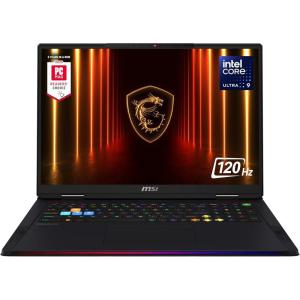 imageMSI Raider 18 HX AI 18 120Hz UHD Gaming Laptop Intel Core U9285HX NVIDIA Geforce RTX 5080 64GB DDR5 4TB NVMe SSD Thunderbolt 5 WiFi 7 Win 11 Home Black A2XWIG014USUltra 9 285HX