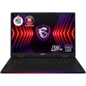 imageMSI Raider 18 HX AI 18 120Hz UHD Gaming Laptop Intel Core U9285HX NVIDIA Geforce RTX 5080 64GB DDR5 4TB NVMe SSD Thunderbolt 5 WiFi 7 Win 11 Home Black A2XWIG014USi914900HX