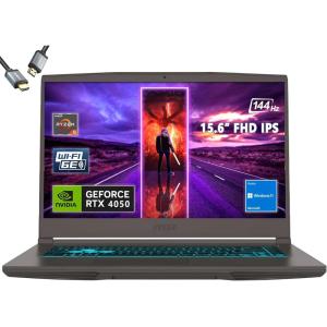 imageMSI Thin A15 156 144Hz FHD Gaming Laptop Ryzen 57535HS NVIDIA Geforce RTX 2050 8GB DDR5 512GB NVMe SSD Cooler Boost 5 Win 11 Black B7UCX218US32GB RAM  2TB PCIe SSD