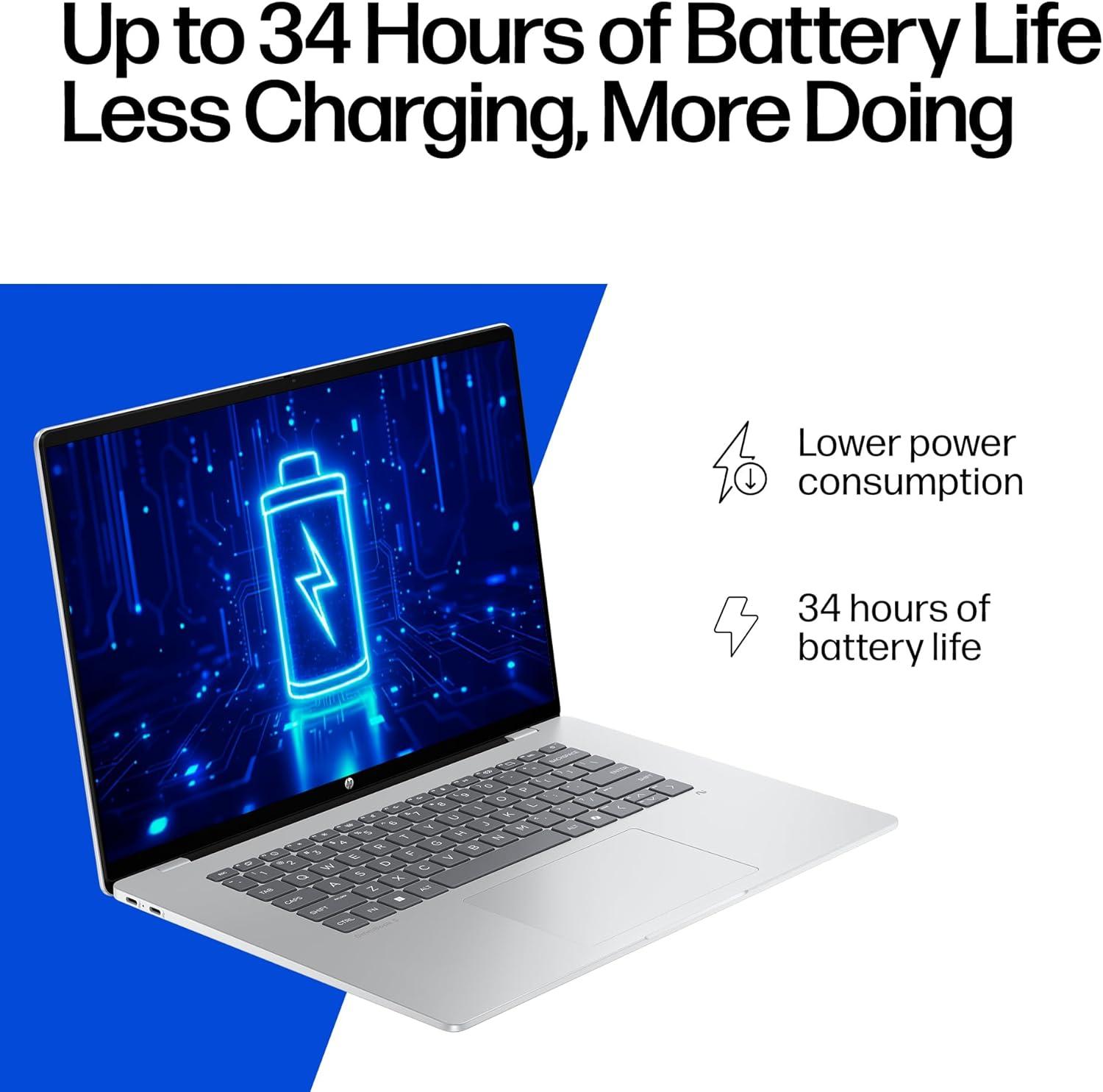 imageHP OmniBook 5 16 inch Next Gen AI PC 2K Touchscreen Snapdragon X Plus X1P42100 16 GB RAM 512 GB SSD Qualcomm Adreno GPU Windows 11 Home Copilot PC Glacier Silver 16fb0000nr