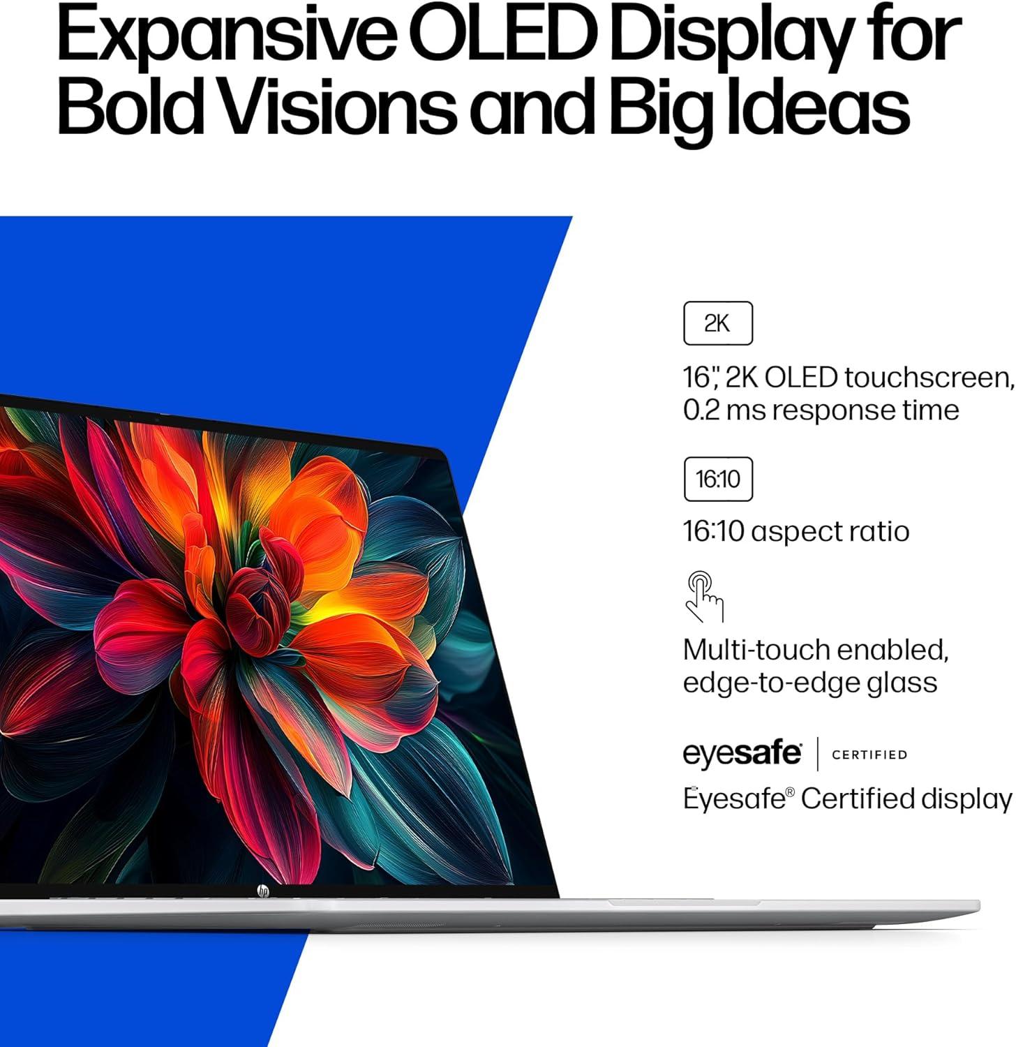 imageHP OmniBook 5 16 inch Next Gen AI PC 2K Touchscreen Snapdragon X Plus X1P42100 16 GB RAM 512 GB SSD Qualcomm Adreno GPU Windows 11 Home Copilot PC Glacier Silver 16fb0000nr