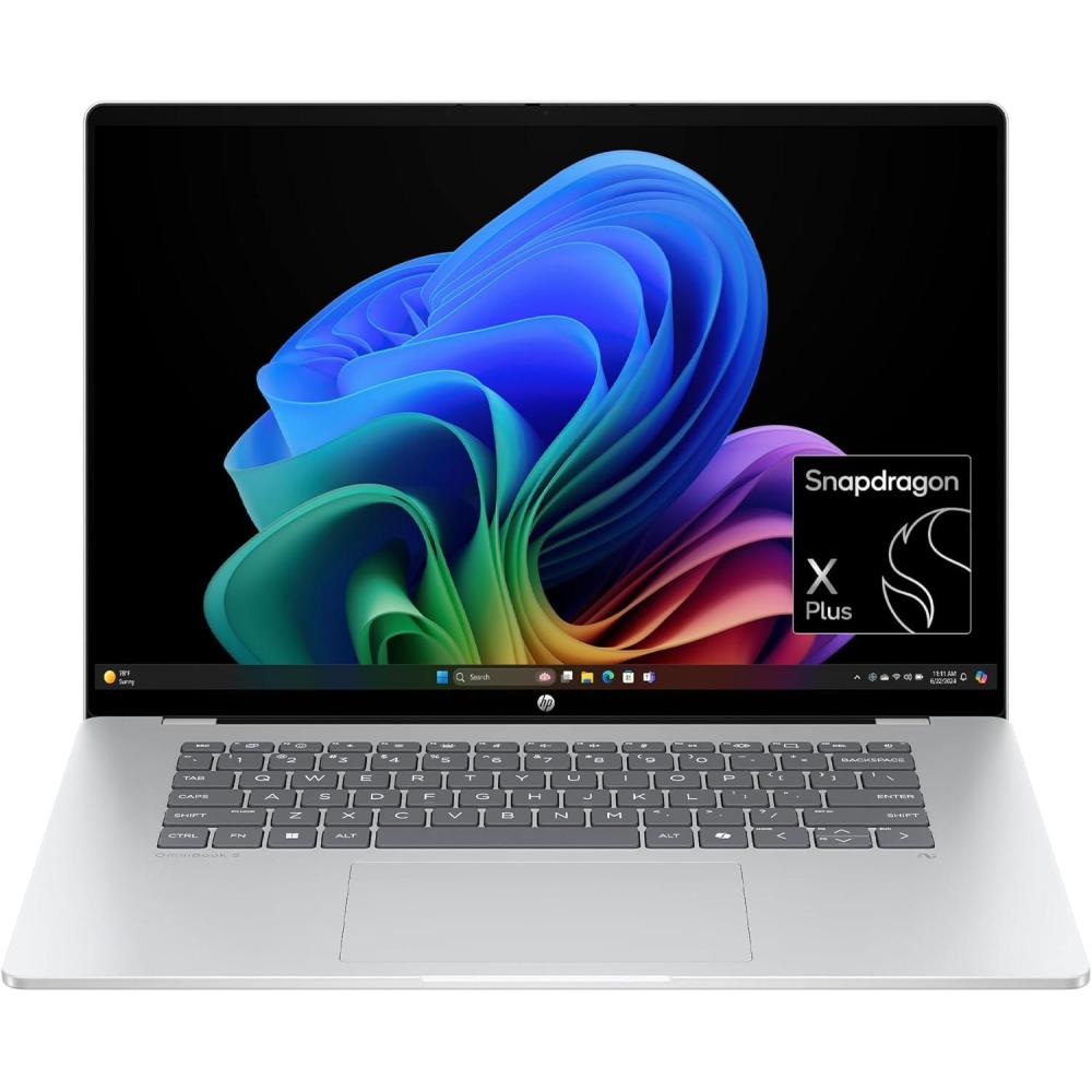 imageHP OmniBook 5 16 inch Next Gen AI PC 2K Touchscreen Snapdragon X Plus X1P42100 16 GB RAM 512 GB SSD Qualcomm Adreno GPU Windows 11 Home Copilot PC Glacier Silver 16fb0000nr